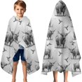 thumbnail image 3 of Gray Highland Cow Hummingbird Pattern Hooded Bath Towel，60"x35" for Ages 3 To 12 Kids, Quick Dry Lightweight Soft Microfiber Hood Beach Towel Cover Up for Kids, 3 of 7
