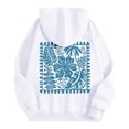 thumbnail image 6 of Women's Crew Neck T-Shirt Fall Loose Fit Hooded Long Sleeve Rolled One Shoulder Hoody Floral Hoodie Cotton Hoodies (White,XL), 6 of 7