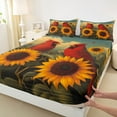 thumbnail image 3 of Feelyou Kawaii Rustic Bird Full Size Sheets, 3D Vintage Sunflower Bed Sheets, Teens Boys Girls Kids Sheet Sets, Lightweight Room Decor, 4 Pieces, 3 of 7
