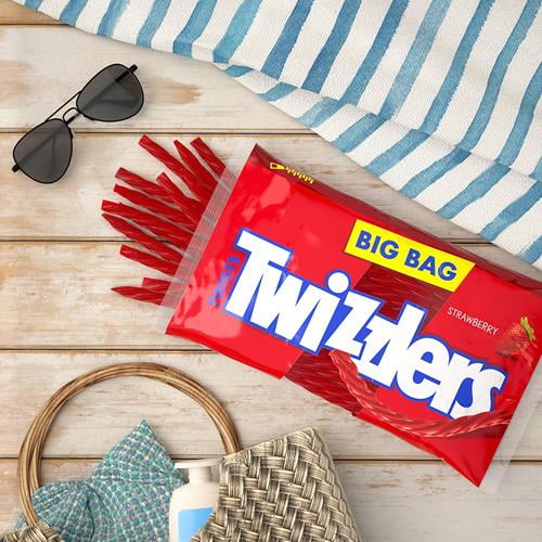 Twizzlers Twists Strawberry Flavored Licorice Style, Low Fat Candy Big Bag, 32 Oz - Pack of 2