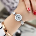 thumbnail image 2 of Women Wrist Quartz Watch Round Small Dial Number Easy Read Floral Chain Buckle Classic Vintage Stainless Steel Strap Silver, 2 of 5