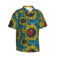 thumbnail image 2 of Uemuo Sunflowers Printed Regular Fit Short Sleeve Casual Hawaiian Shirt for Men,Aloha shirt,Tropical shirt,Floral print shirt,Vacation Beach shirt-X-Large, 2 of 9