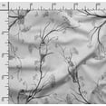 thumbnail image 2 of Soimoi Bird & Flowers Print,Cotton Cambric Quilting Fabric Sold by The Yard- 42 Inch Wide Medium Weight Cotton Fabric SewingSupplies - Gray, 2 of 5