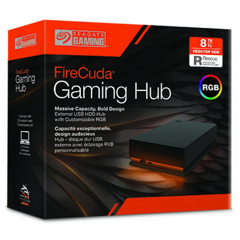 Seagate FireCuda Gaming Hub 8TB External USB 3.2 Gen 1 Hard Drive with RGB  LED Lighting
