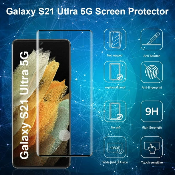 Lot de 2) Protecteur d'écran Galaxy S21 Ultra, prise en charge du