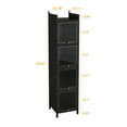 thumbnail image 4 of Glass Door Cabinet, 4-Tier Curio Display Cabinet, Display Case Bookcase Storage Organizer Cabinets for Living Room Bedroom Office Bathroom Dinning Room, Black, 4 of 8
