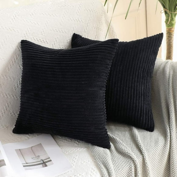 Pack of 2 Corduroy Soft Solid Decorative Square Throw Pillow Covers Cushion Cases Pillow Cases for Couch Sofa Bedroom Car 18 x 18 Inch 45 x 45 cm