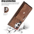 thumbnail image 6 of Phone Case for Samsung Galaxy S24 Ultra 5G Wallet Cover and Tempered Glass Screen Protector with Wrist Crossbody Strap Lanyard Credit Card Holder Stand S24Ultra 24S S 24 24Ultra Women Men Brown, 6 of 7