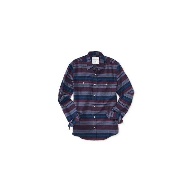 Aeropostale - Camisa con botones y bolsillo a rayas para hombre, azul, extragrande Aeropostale Botones al frente