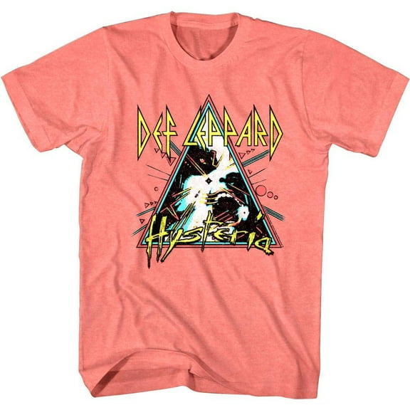 Def Leppard Hysteria Men's Pink T Shirt (CoralPinkHeather, AdultM)