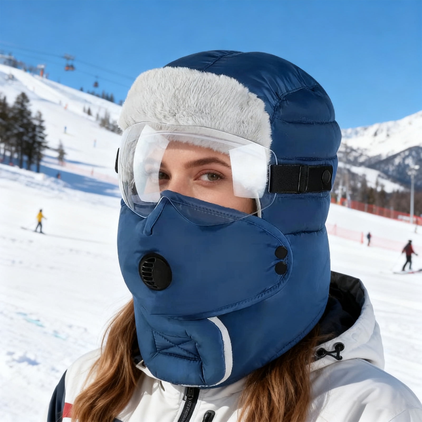 Extreme Cold Weather Hat with Detachable Face Mask & Gloves Set - Windproof Thermal Polyester for -40°C, Skiing, Snowboarding & Motorcycle Riding