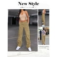 thumbnail image 2 of STARVNC Women High Waist Multi Pockets Zip Up Cargo Washed Distressed Pants, 2 of 5