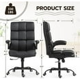 thumbnail image 3 of Executive Office Chair, Velvet Ergonomic Comfy Desk Chair, High Back Computer Chair with Adjustable Tilt Angle and Flip-up Arms (Without Footrest Black), 3 of 15