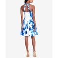 thumbnail image 2 of Lauren by Ralph Lauren Women's Floral Sateen Flare Dress (8, White Blue), 2 of 3