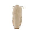 thumbnail image 4 of BLISSFUL STEP Women's Platform Block Heel Lace Up Booties Khaki 11, 4 of 8