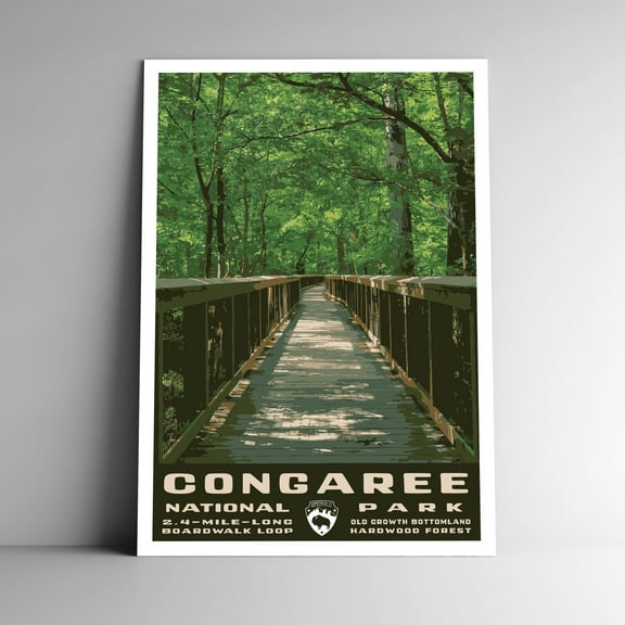 Congaree National Park Vintage Travel Poster / Postcard WPA Style Retro South Carolina