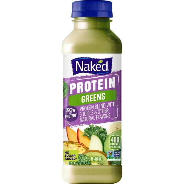 Naked Juice Protein Smoothie, Protein & Greens, 15.2 oz Bottle