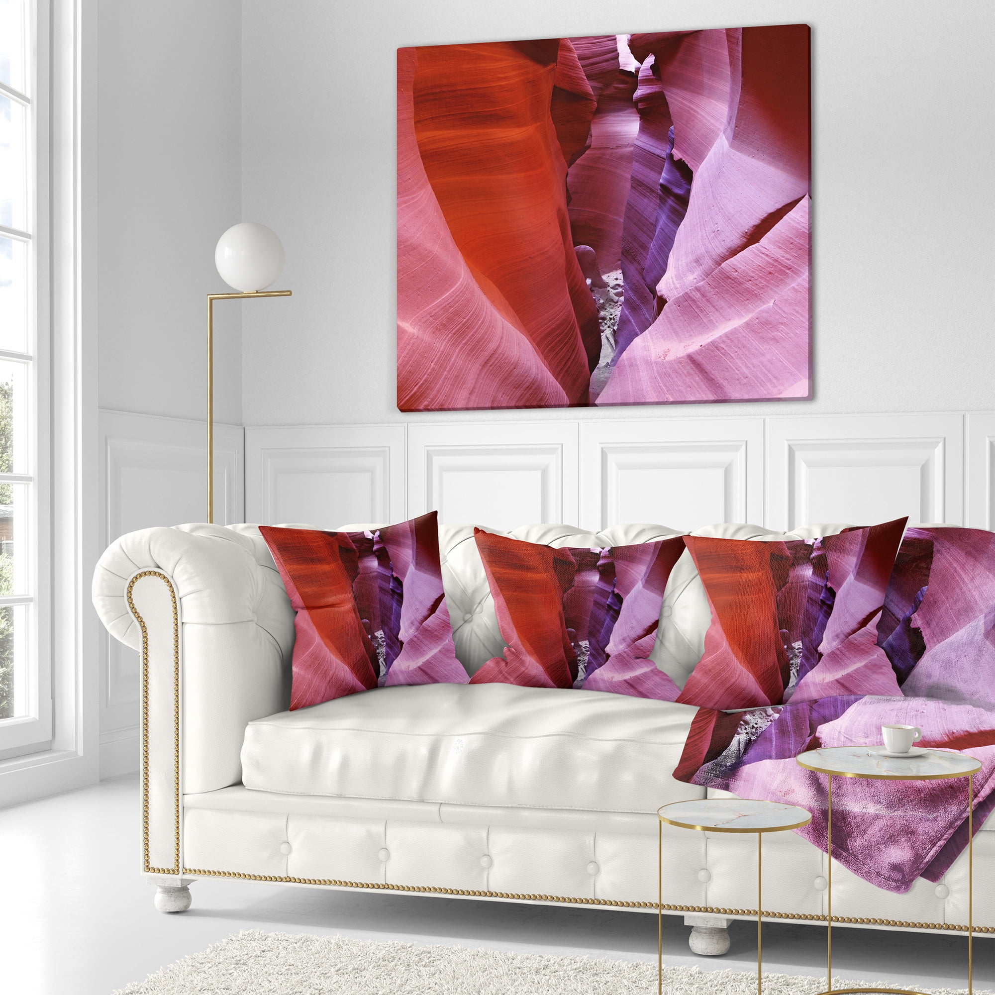 Designart Purple Antelope Canyon View - Landscape Photography Throw Pillow - 18x18