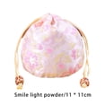 thumbnail image 1 of Brocade Jewelry Drawstring Bag Cute Mini Leakproof Replacing Lightweight Flower Pattern Storage Pouch Pocket Gift Wrapping Accessories Light Pink, 1 of 9