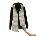 thumbnail image 6 of Stichou Oversized Long Down Vest for Women Outdoor Coats with Hood Long Puffer Vest Winter Coats Sleeveless Warm Jacket Beige M, 6 of 6