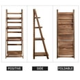 thumbnail image 4 of Fionafurn Wooden 4-Tier Ladder Shelf Foldable Bookshelf Plant Stand Display Shelf, Brown, 4 of 8