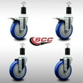thumbnail image 2 of 5 Inch SS Blue Poly Swivel 1-1/2 Inch Expanding Stem Caster Set 2 Brakes, 2 of 2