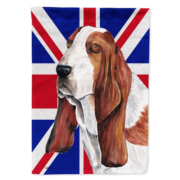 Carolines Treasures SC9829GF Basset Hound with English Union Jack British Flag Garden Flag Garden Size multicolor
