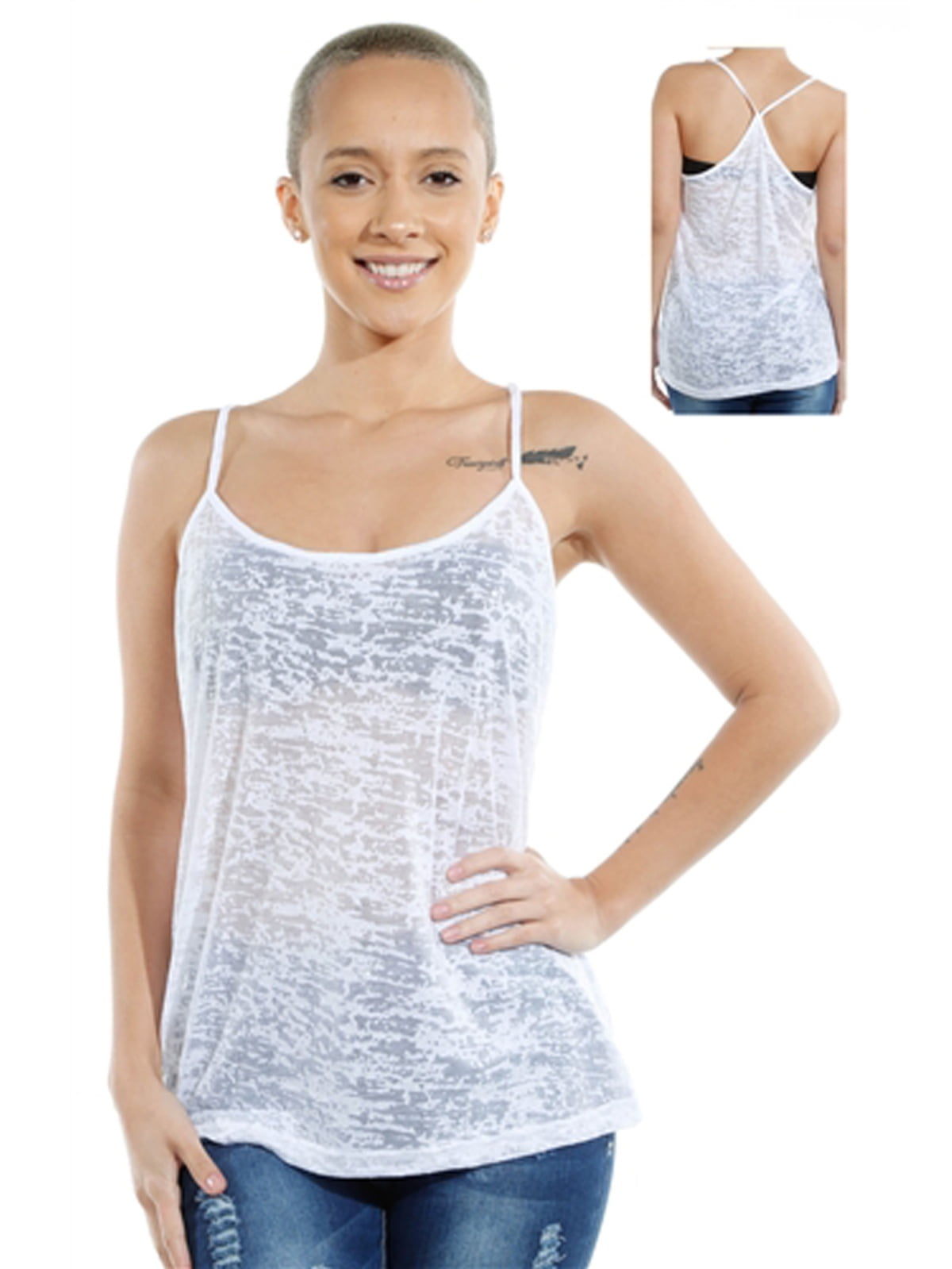 Color Story Clothing - Women's Spaghetti Strap Racerback Burnout Tank Top - Walmart.com