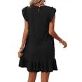 thumbnail image 3 of Vestidos de Verano para Mujer, Cuello Redondo, Corta, Dobladillo con Volantes, Vestido Informal Tipo Blusón, Negro, Talla XXL, 3 of 7