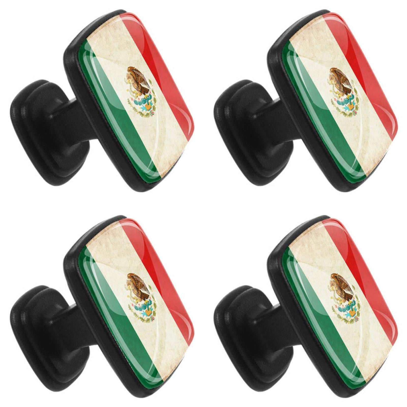 4 Pcs Square Cabinet Handle Cupboard Knob Drawer Pulls Handle Mexican Flag Drawer Knobs with Screws Furniture Decoration