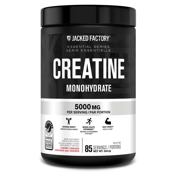 Jacked Factory Creatine Monohydrate Powder 578g - Canadian-Owned Informed Choice Certified Supplement for Increased Muscle Mass*, Improved Strength Power & Performance** - 85 Servings, Cherry Limeade