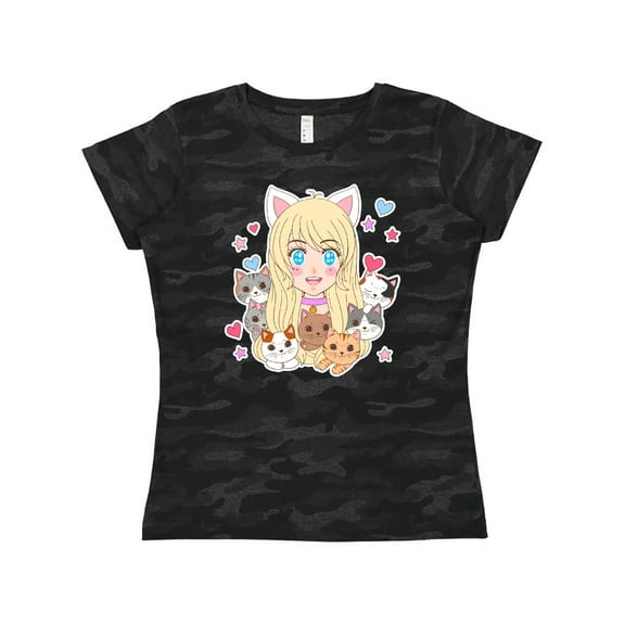 Inktastic Neko Anime Girl with Kittens Women's T-Shirt