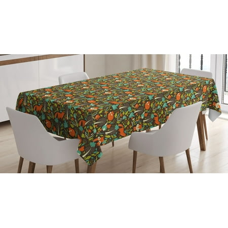 

Fox Tablecloth Colorful Arrangement of Autumn Season Leaves and Petals Forest Inhabitants Pattern Rectangular Table Cover for Dining Room Kitchen 60 X 90 Inches Multicolor by Ambesonne