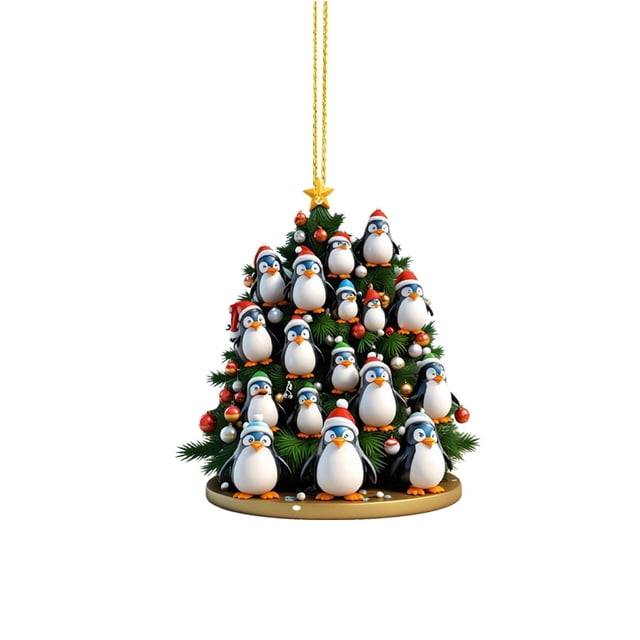 WIFKLSIIPG Christmas Tree Penguin Acrylic 2D Pendant Christmas Pendant Christmas Tree Shape Penguin Pendant Christmas Acrylic Pendant New Year Pendant