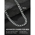 thumbnail image 6 of Suplight 6mm Cuban Curb Chain For Men Silver Stainless Steel 20 Inches Solid Miami Cuban Link Chain Necklace Hip Hop Jewelry, 6 of 7