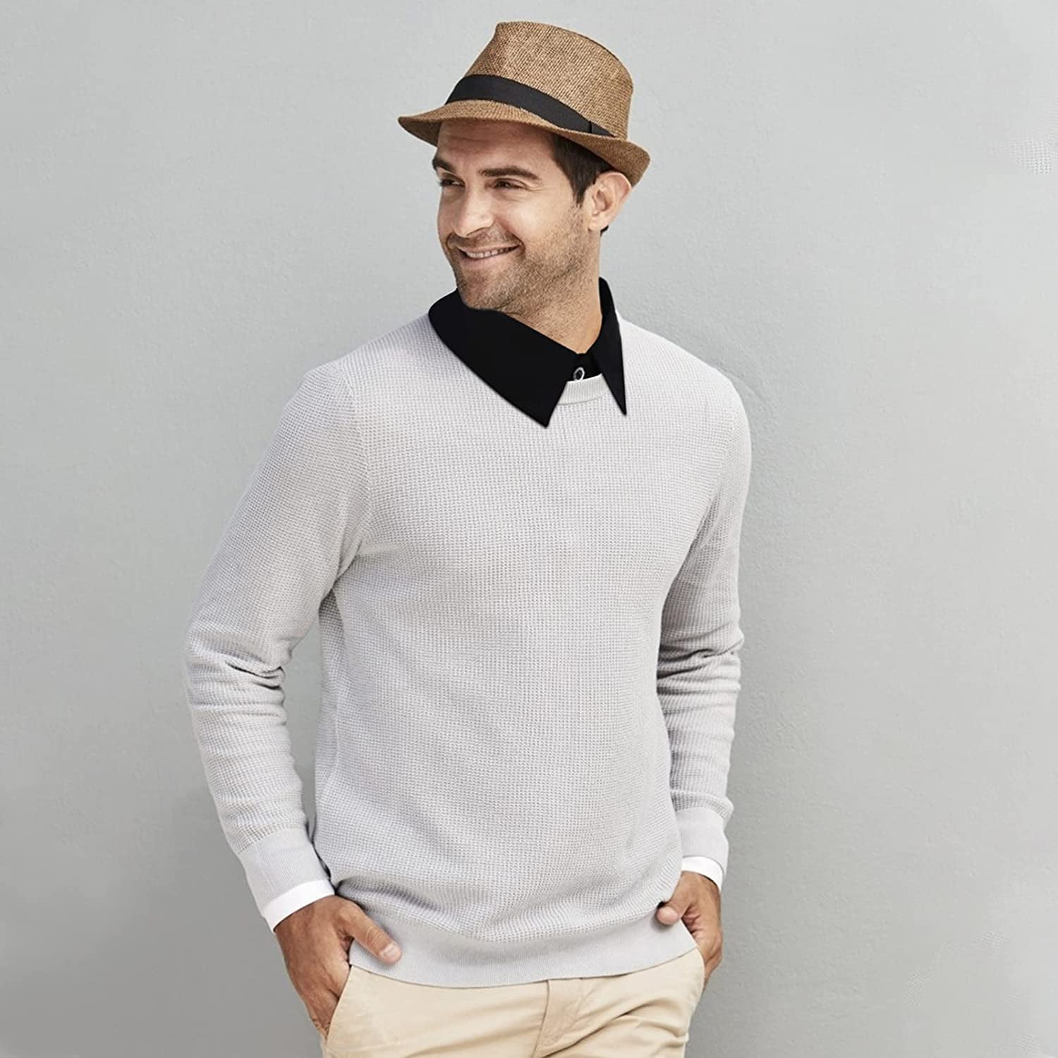 white sweater with collar