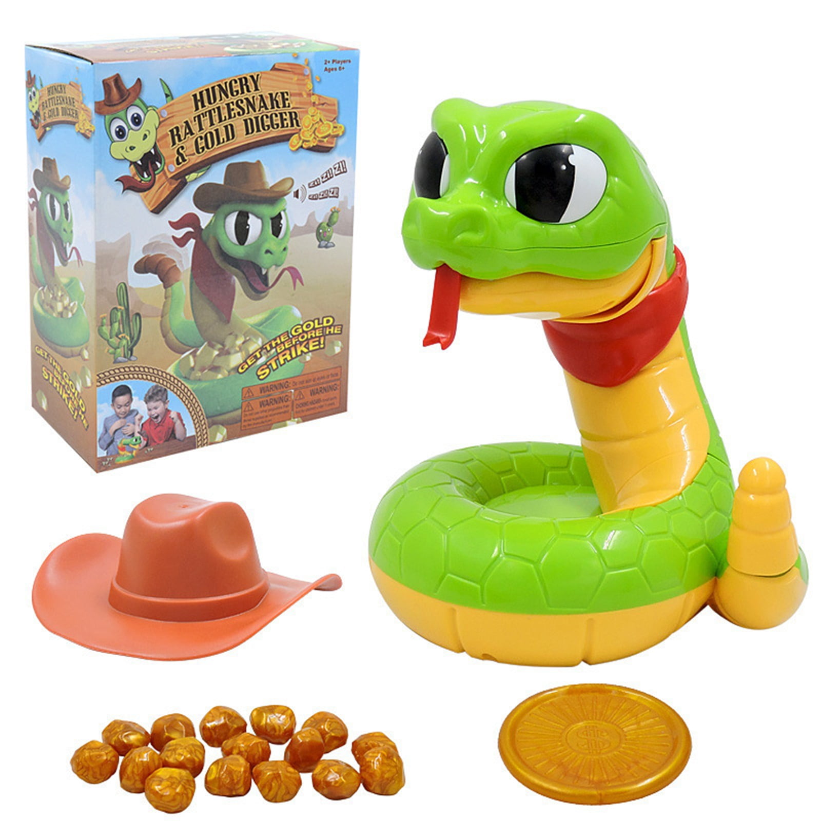 Rattlesnake, Jake, 6.3x8.3 Inch Electric Jake the Snake Game, Get the Gold Before He Strikes, 2-4 Players, Novelty Gifts for Birthdays and Holidays