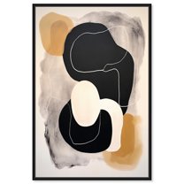 Milk Butterscotch And Dark Chocolate Brown Earthy Abstract Canvas Wall Art by Art Remedy, Black Floater Frame, 24"x36"