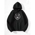 thumbnail image 3 of Whichone Roaring Lion Print Mens Casual Pullover Long Sleeve Hoodies, Mens Sweatshirt For Spring Fall Winter, 3 of 9