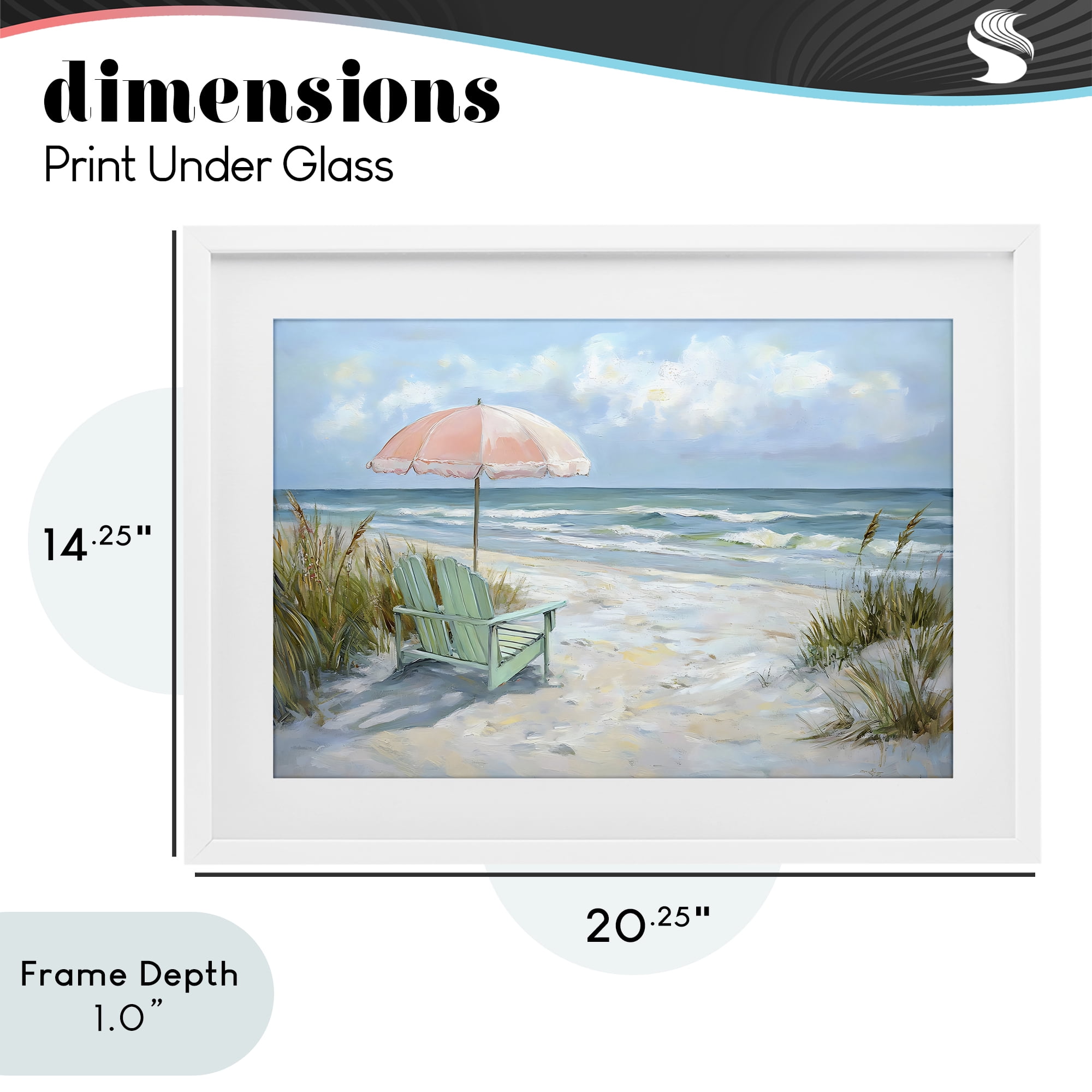 Stupell Industries Seaside Chair & Pink Umbrella White Framed Print Under Glass, design by Creative Studio