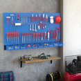 thumbnail image 3 of Pegboard Wall Organizer, Blue Metal Peg Board Panels, Garage Storage System with Hooks and Storage Bins, 59pcs, 3 of 13
