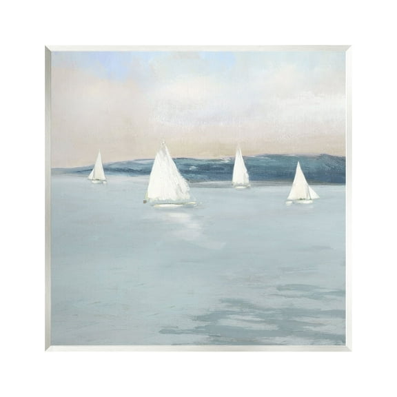 Stupell Industries Coastal Sailing Seascape Boats Coastal Painting Unframed Art Print Wall Art