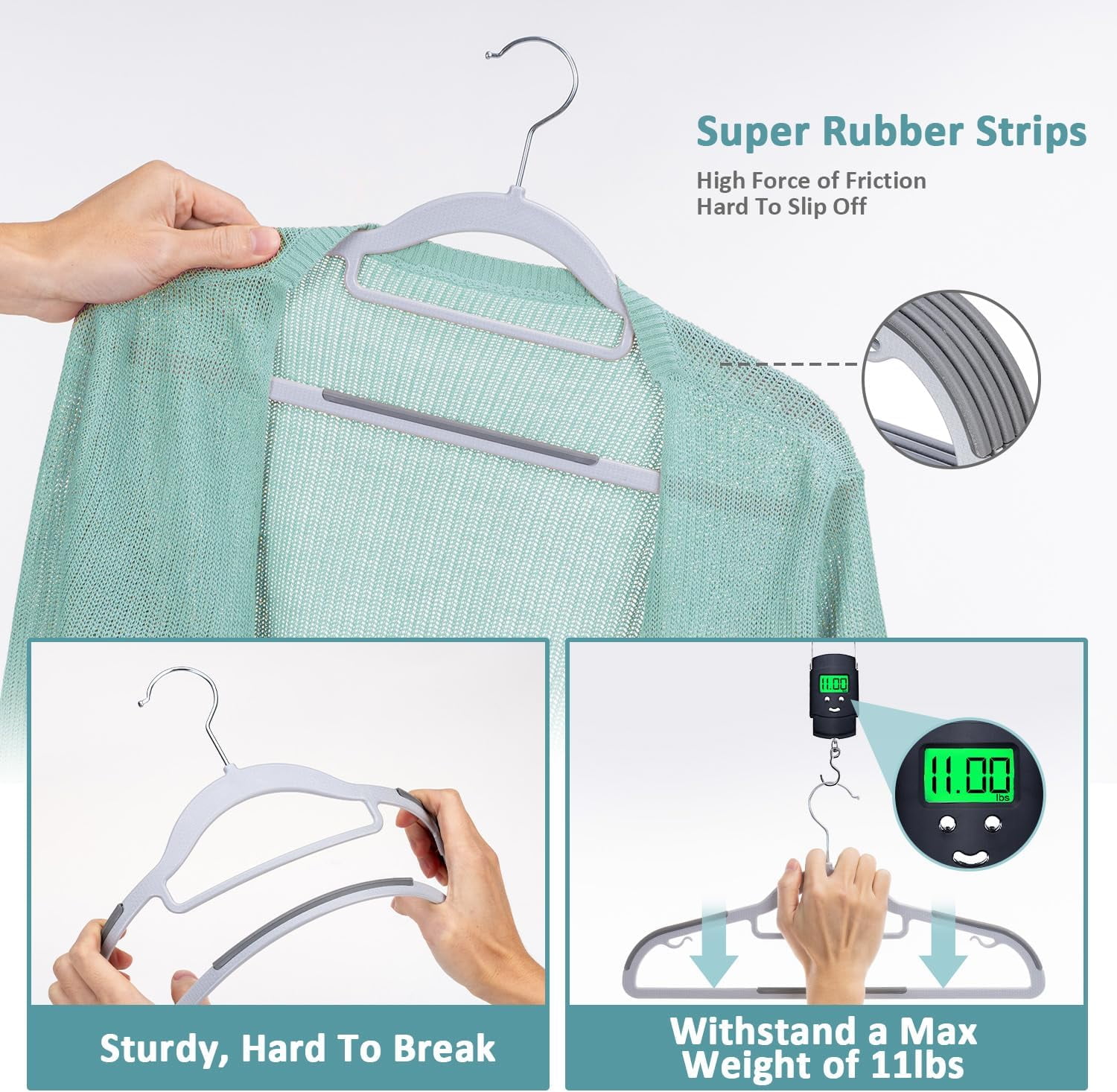 Plastic Clothes Hangers, Space Saver, Non Slip, 360° Swivel Hook, Slim, Sturdy Heavy Duty for Coat, Durable for Suits, Light and Dark Gray