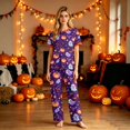 thumbnail image 7 of Halloween Family Sleepwear, Halloween Pajamas, Family Matching Pajamas, Halloween Matching Family Pajamas Purple Witch Hat Ghost Pumpkin Print Short Sleeve Set for Fall Festival, Women XXXL, 7 of 7
