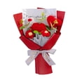 thumbnail image 4 of Ramo de flores de ganchillo terminado, decorativo, hecho a mano, corazón, hilo tejido artificial. Rojo, 4 of 9