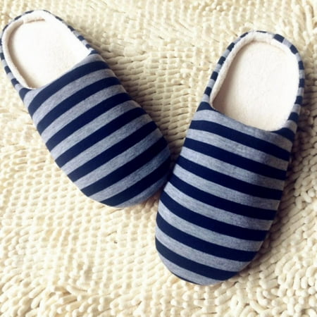 

Promotion Clearance Winter Warm Home Stripe Anti-Slip Soft Sole Slippers Shoes House Indoor Floor Bedroom Slippers Shoes For Women