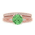 thumbnail image 2 of Clara Pucci 14K Rose Gold Round Cut 1.5Ct Simulated Green Diamond Engagement Ring + Matching Band - Luxury Box Included, 2 of 7