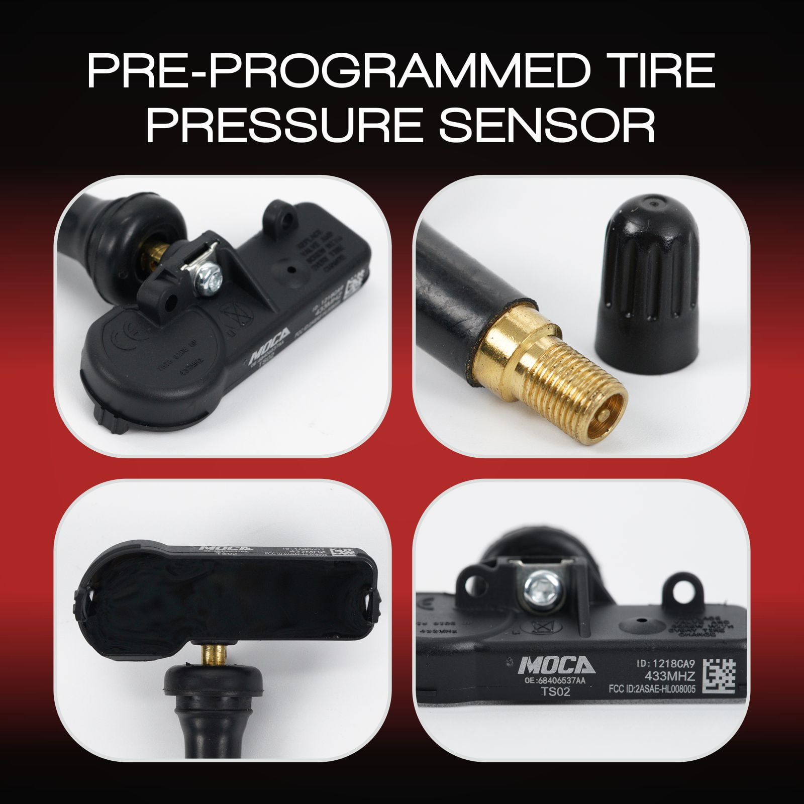 MOCA AUTOPARTS 4Pcs TPMS Tire Pressure Monitoring System Sensor Fit for 2010-2020 Dodge Challenger 3.6L & 2011-2020 Chrysler 300 3.6L & 2013-2020 Jeep Wrangler 3.6L
