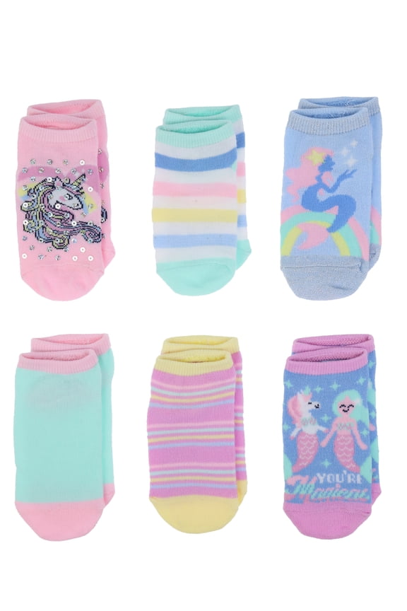 Girls No Show Socks, 6-Pack, Sizes S-L