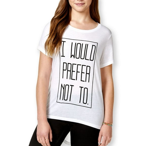 Freeze CMI Inc. Womens Prefer Not To Graphic T-Shirt, White, Juniors, X-Small
